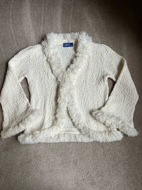 Vintage 70s Leroy Knitwear white Cardigan. S/M